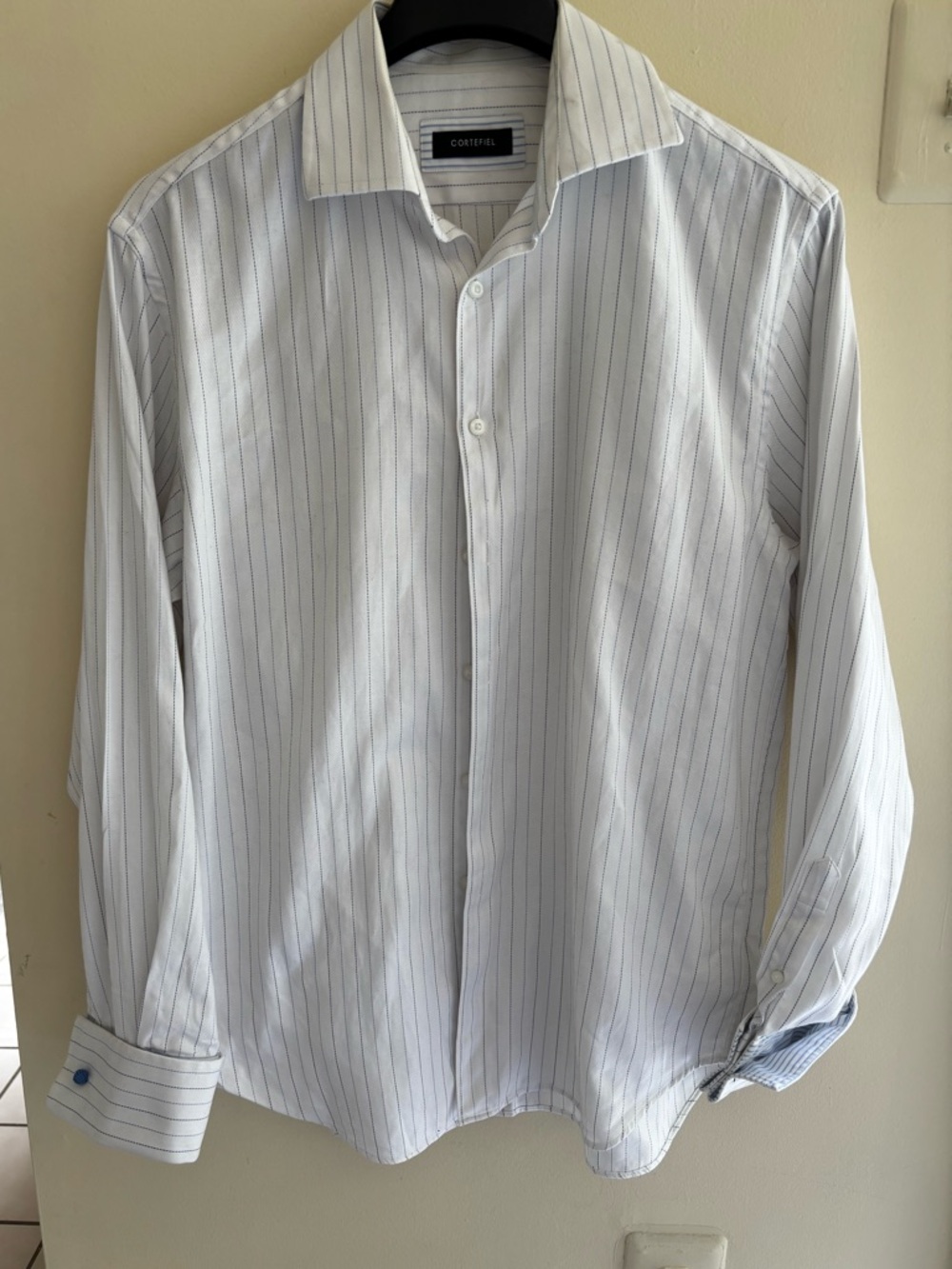 Men's white  Pinstripe Dress Shirt large size